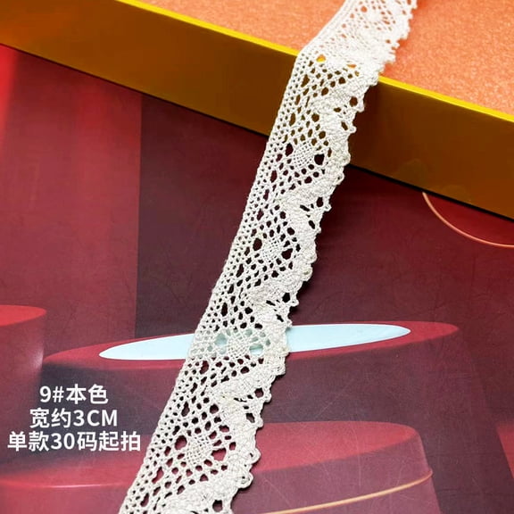 ERDOUY 30Yard 1.18" Wide White Embroidery Lace Trim, Retro Edge Crochet Lace Ribbon for Craft Projects, Wedding Decor, Bouquet Wrapping and Sewing Embellishments, Style 9