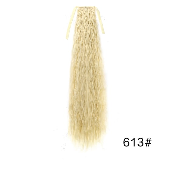 ERDOUY 33.5" Long Wavy Synthetic Ponytail Extension Womens Wrap-Around Clip-in Hairpiece | Natural,Looking Fake Ponytail for Voluminous Styling, Bleach Blonde