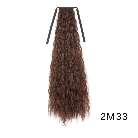 ERDOUY 33.5" Long Wavy Synthetic Ponytail Extension Womens Wrap-Around Clip-in Hairpiece | Natural,Looking Fake Ponytail for Voluminous Styling, Chocolate