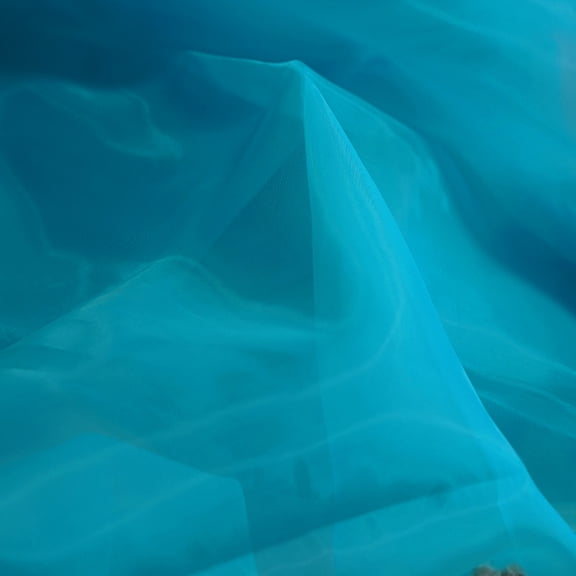 ERDOUY 39.37"59.06" Transparent Silk Organza Fabric, Mirror-Like Water Glow Lightweight Draped Fabric for Party, Wedding Decor, Photography Background & Stage Costume,Blue D