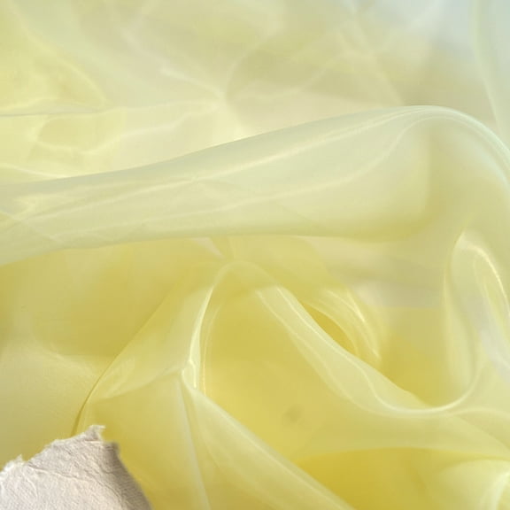 ERDOUY 39.37"59.06" Transparent Silk Organza Fabric, Mirror-Like Water Glow Lightweight Draped Fabric for Party, Wedding Decor, Photography Background & Stage Costume,Light Yellow A