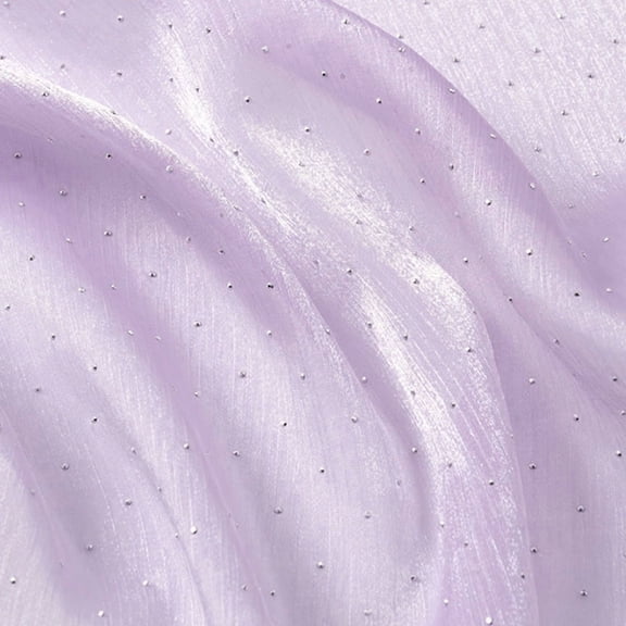 ERDOUY 39×59 Inch Glitter Organza Fabric with Rhinestone Accents, Lightweight Soft Material, Single Pack for Sewing, Quilting and Handcrafts, Light Purple
