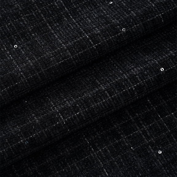 ERDOUY 39x57 Inch Fancy Jacquard Checkered Knitted Fabric, Soft Decorative Textile for DIY Sewing, Handmade Coats, Bags & Throw Pillow Covers,Ink Black