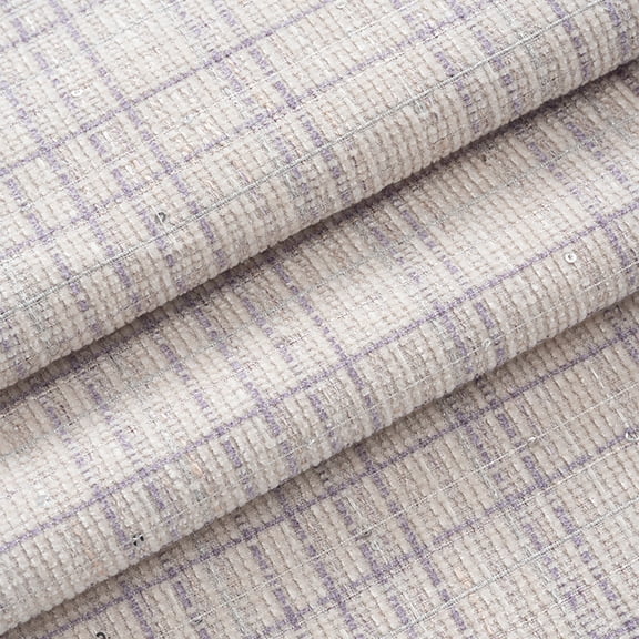ERDOUY 39x57 Inch Fancy Jacquard Checkered Knitted Fabric, Soft Decorative Textile for DIY Sewing, Handmade Coats, Bags & Throw Pillow Covers,Light Purple