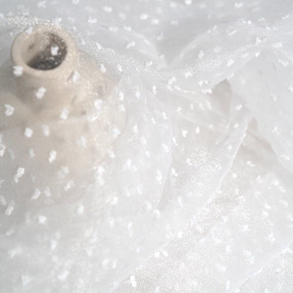ERDOUY 39x59 Inches Bubble Dot Net Jacquard Organza Fabric, Airy Breathable Cloth for Tutu Skirts & Crafts,White A