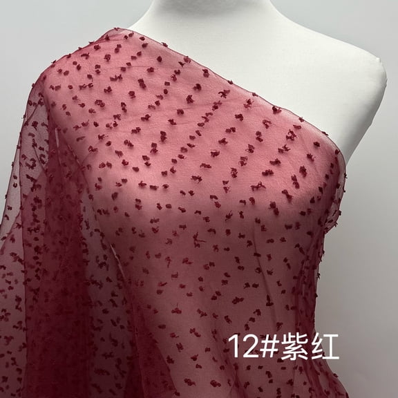 ERDOUY 39x59 Inches Bubble Point Net Jacquard Organza Fabric, Breezy Breathable Material for Puffy Skirts, Dresses, Headwear Accessories & Home Decorations,Purple Red