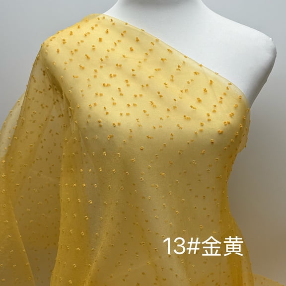 ERDOUY 39x59 Inches Bubble Point Net Jacquard Organza Fabric, Breezy Breathable Material for Puffy Skirts, Dresses, Headwear Accessories & Home Decorations,Yellow