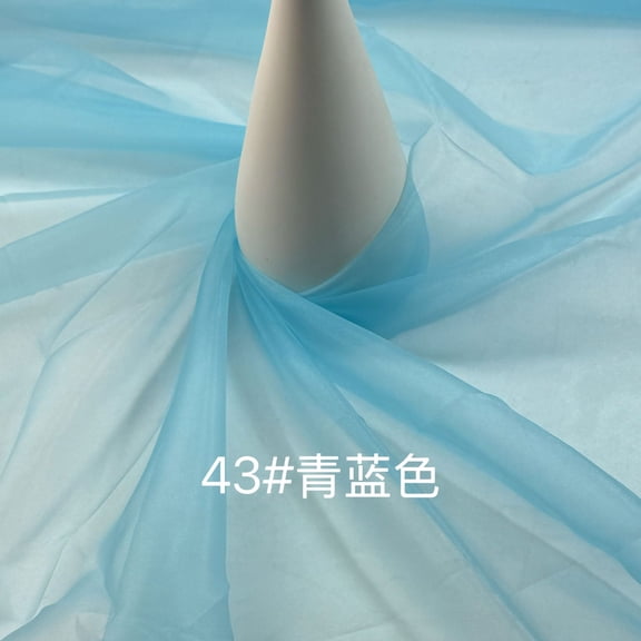 ERDOUY 39x59 Inches Ultra-Lightweight Sheer Organza Fabric, Silky Soft Transparent Cloth for Bridal & Crafts,Cyan B