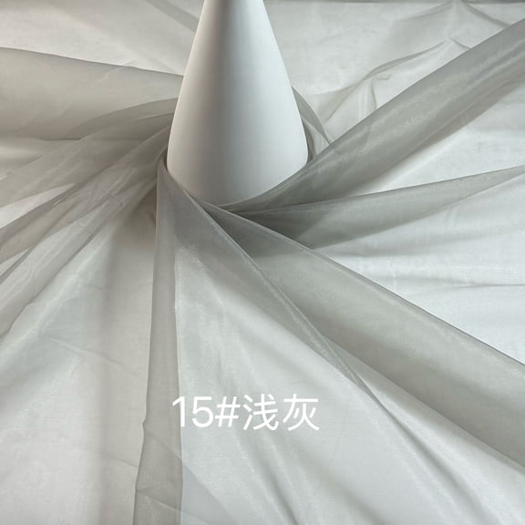 ERDOUY 39x59 Inches Ultra-Lightweight Sheer Organza Fabric, Silky Soft Transparent Cloth for Bridal & Crafts,Light Grey