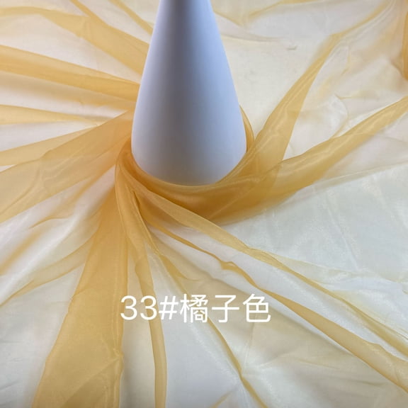 ERDOUY 39x59 Inches Ultra-Lightweight Sheer Organza Fabric, Silky Soft Transparent Cloth for Bridal & Crafts,Orange