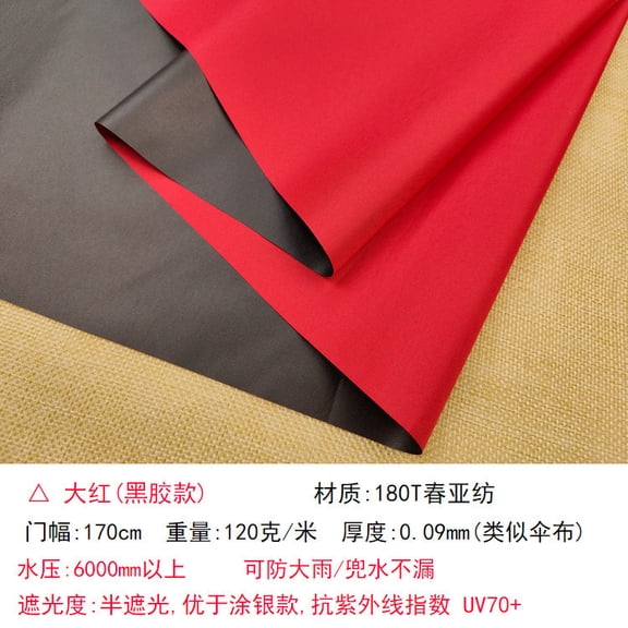 ERDOUY 39x67 Inch Waterproof Sun Protection Canvas Fabric, Black Blackout Backing Material for Indoor & Outdoor Use, Ideal for Awnings, Tents, Camping & DIY Projects, Red