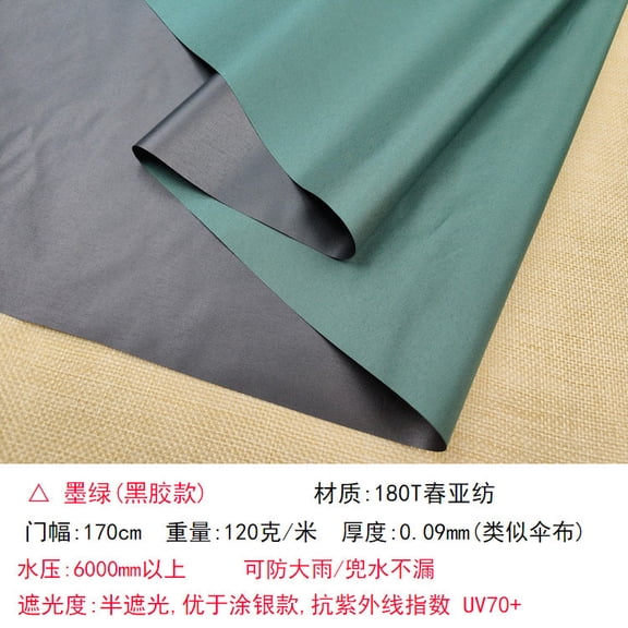 ERDOUY 39x67 Inch Waterproof Sun Protection Canvas Fabric, Black Blackout Backing Material for Indoor & Outdoor Use, Ideal for Awnings, Tents, Camping & DIY Projects, Green