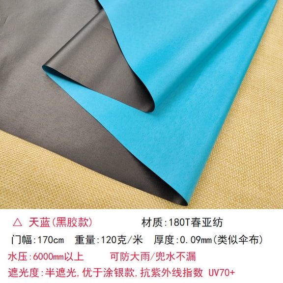 ERDOUY 39x67 Inch Waterproof Sun Protection Canvas Fabric, Black Blackout Backing Material for Indoor & Outdoor Use, Ideal for Awnings, Tents, Camping & DIY Projects, Light Blue