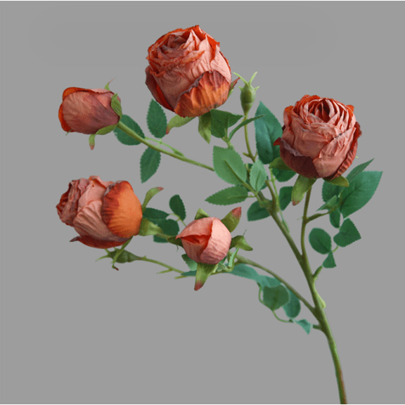 ERDOUY 3pcs 5headed Roses Artificial Flowers, Fake flowers, Flores Artificiales Para, Wedding Decor, Orange