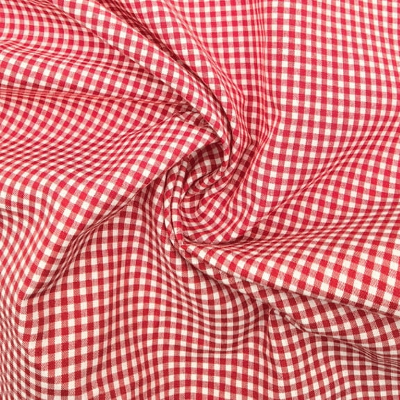 ERDOUY 44mm Grid Gingham Cotton Cloth, Red & White Plaid Soft Fabric, 59 Inch Width 39 Inch Length for Sewing, Quilting & DIY Decoration