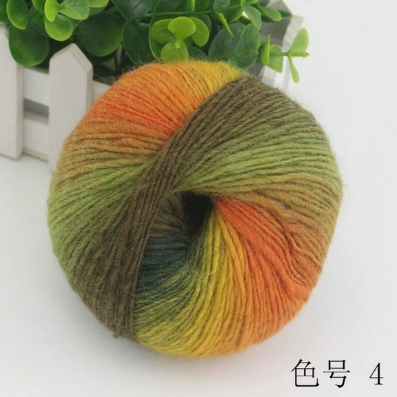 ERDOUY 4 Pack Rainbow Soft Yarn 100% Wool Gradient Multi Color Yarn for Crocheting Knit Total Length 180m×4，784yds，200g，D