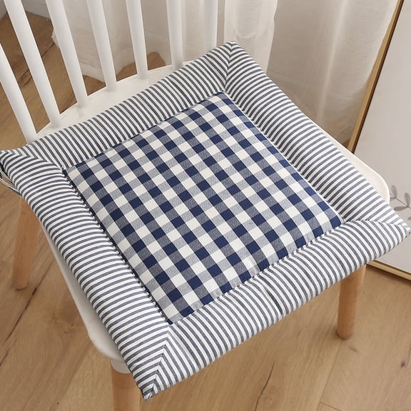 ERDOUY 4 Pcs Dark Blue & White Plaid Ultra-Comfortable Seat Cushion, 16161.18 in Padded Chair Pad - Stylish Cushions for Dining/Office/Computer Chairs at Home