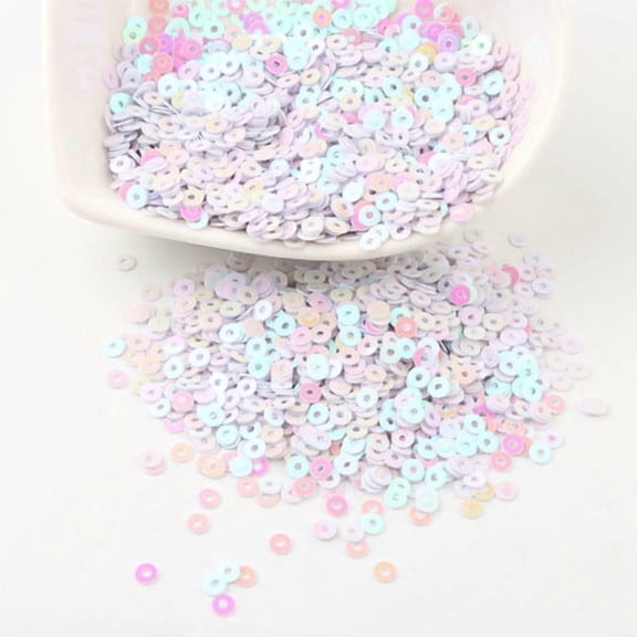 ERDOUY 4000 Pieces 4mm Round Flat Sequins Bulk, Shiny Glitter Embellishments for DIY Crafts, Art Projects, Sewing & Festival Decoration, Colorful White