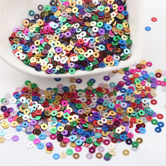 ERDOUY 4000 Pieces 4mm Round Flat Sequins Bulk, Shiny Glitter Embellishments for DIY Crafts, Art Projects, Sewing & Festival Decoration, Colorful A