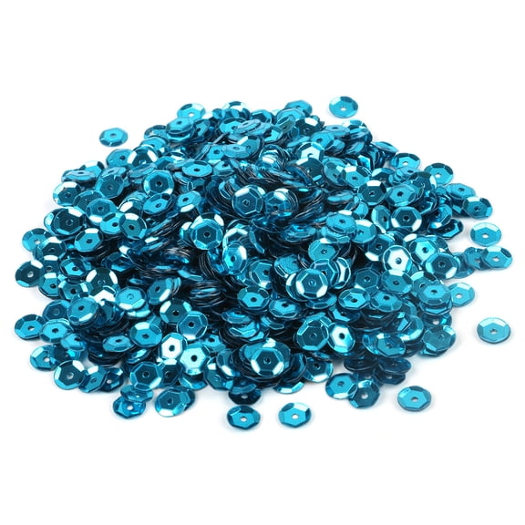 ERDOUY 4800Pcs 6mm Round Loose Sequins, Bulk Glitter Paillettes Spangles for Sewing, Wedding & Christmas Craft Decor, Blue