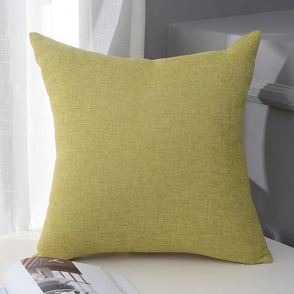 ERDOUY 4Pcs Solid color cotton linen pillow case Classic and timeless, pure color simple pillowcase, with any bed is brilliant 17.72x17.72inch(chartreuse