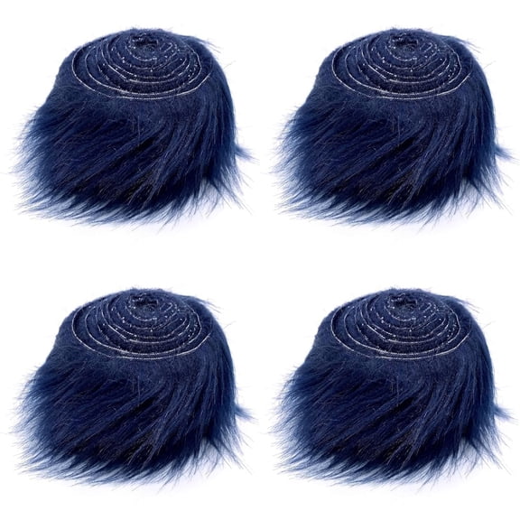 ERDOUY 4pcs Christmas Faux Fur Ribbon Trim Fabric Roll for Christmas Tree Decor or Wreath Bows Craft 59*1.96inch(Dark Blue)
