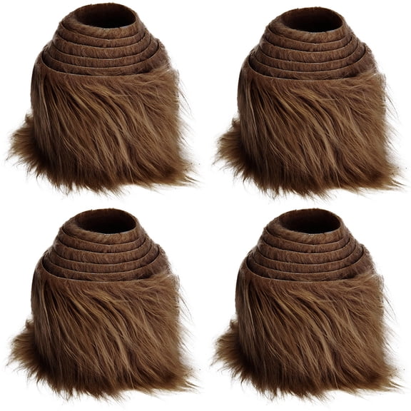 ERDOUY 4pcs Christmas Faux Fur Ribbon Trim Fabric Roll for Christmas Tree Decor or Wreath Bows Craft 59*1.96inch(Dark Brown)