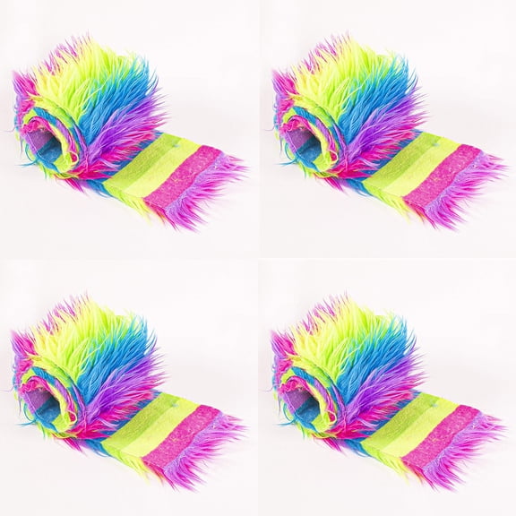 ERDOUY 4pcs Christmas Faux Fur Ribbon Trim Fabric Roll for Christmas Tree Decor or Wreath Bows Craft 59*1.96inch(Multicolour B)