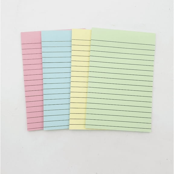 ERDOUY 4x6 Inch Lined Sticky Notes Set, 4 Pads(45 Sheets Each) Self-Stick Adhesive Memo Notes, Office & Daily Reminder Use, Multiple Colors