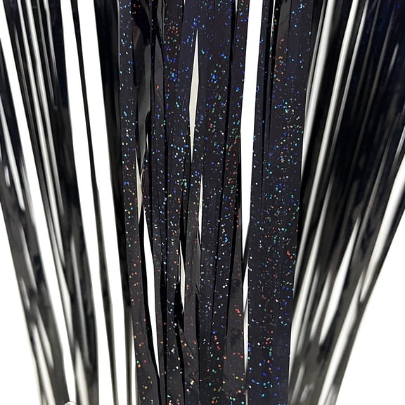 ERDOUY 5 Pack 3.28x6.56 Feet Silver Foil Fringe Backdrop Curtains, Tinsel Streamers Birthday Party Decorations, Fringe Backdrop for Graduation, Disco PartyBaby ShowerBlack