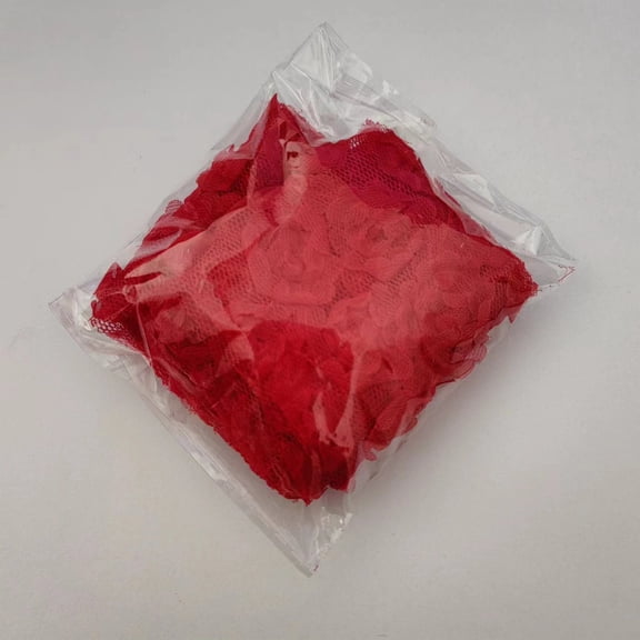 ERDOUY 5-Pack 3D Embroidered Rose Craft Fabric, 3.1536in Multi-Purpose DIY Sewing Fabric & Decorative Craft Mesh for Craft Accessories, Red