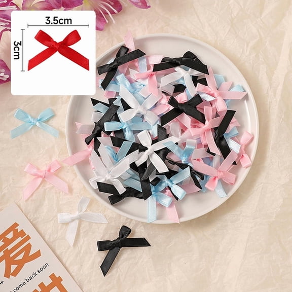 ERDOUY 50-Piece 1.6 Inch Small Satin Ribbon Bows, Mini Fabric Bow Embellishments for DIY Crafts, Sewing Projects, Wedding & Birthday Party Decor, Multicolored B
