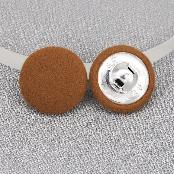 ERDOUY 50 Piece 15mm Plush Buttons, Reusable Polyester & Metal Sewing Fasteners, Decorative Craft Button Set for Fabric Projects, Brown