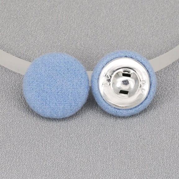 ERDOUY 50 Piece 18mm Plush Buttons, Reusable Polyester & Metal Sewing Fasteners, Decorative Craft Button Set for Fabric Projects, Light Blue