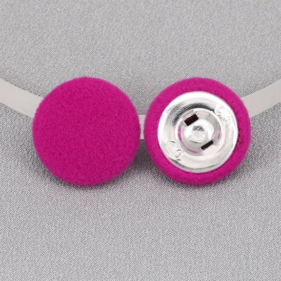 ERDOUY 50 Piece 20mm Plush Buttons, Reusable Polyester & Metal Sewing Fasteners, Decorative Craft Button Set for Fabric Projects, Dark Pink