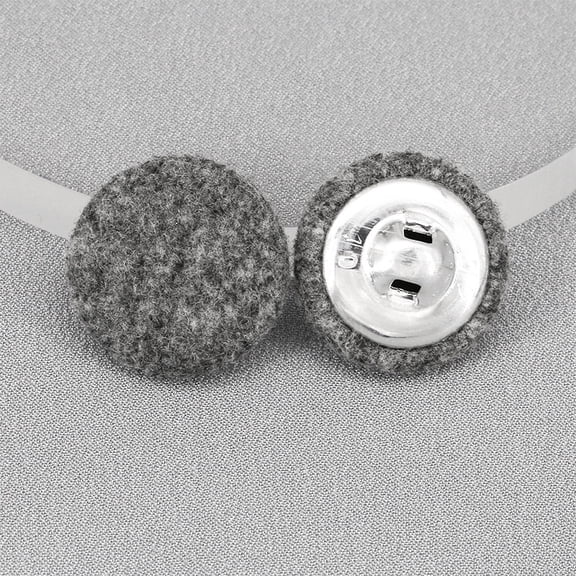 ERDOUY 50 Piece 20mm Plush Buttons, Reusable Polyester & Metal Sewing Fasteners, Decorative Craft Button Set for Fabric Projects, Gray & White
