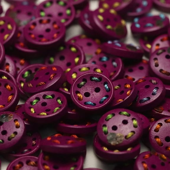 ERDOUY 50-Piece 5/8" Versatile Sewing & Craft Buttons, Durable Decorative Buttons for Knitting, Crochet, Shirts & DIY Decoration Projects, Purple Red