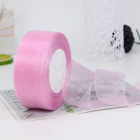 ERDOUY 50 Yard 1.6 Inch Wide Sheer Organza Ribbon, Chiffon Tulle Mesh Style for Gift Wrapping, Christmas Tree Decor & DIY Crafts, Weddings, Purple powder