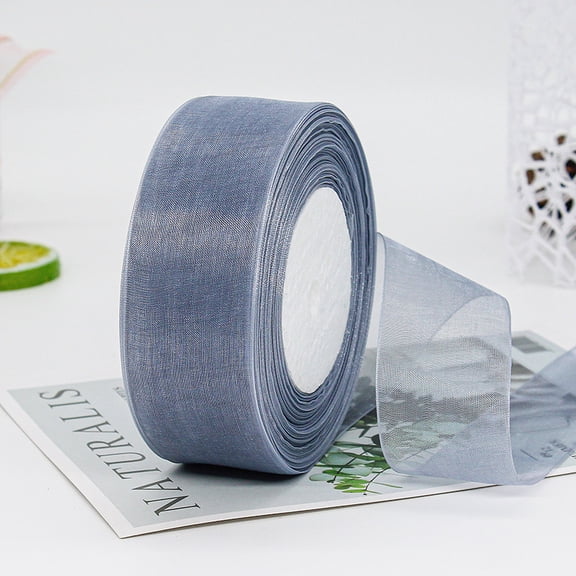 ERDOUY 50 Yard 1.6 Inch Wide Sheer Organza Ribbon, Chiffon Tulle Mesh Style for Gift Wrapping, Christmas Tree Decor & DIY Crafts, Weddings, Grey