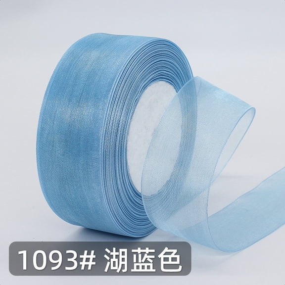 ERDOUY 50 Yard 1.6 Inch Wide Sheer Organza Ribbon, Chiffon Tulle Mesh Style for Gift Wrapping, Christmas Tree Decor & DIY Crafts, Weddings, Lake Blue
