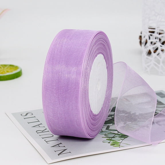 ERDOUY 50 Yard 1.6 Inch Wide Sheer Organza Ribbon, Chiffon Tulle Mesh Style for Gift Wrapping, Christmas Tree Decor & DIY Crafts, Weddings, Violet