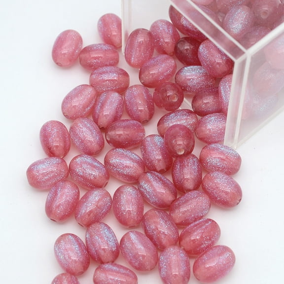 ERDOUY 50Pcs 811mm Sun Sensitive Oval Resin Beads, Glitter Changing Spacer Beads for DIY Bracelet Necklace Earring Jewelry Making, Dark Pink