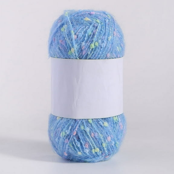 ERDOUY 50g/roll Colorful Dots Mohair Yarns Soft Thread DIY Hand Knitted Crochet Woven for Scarf Shawl CraftsLight Blue