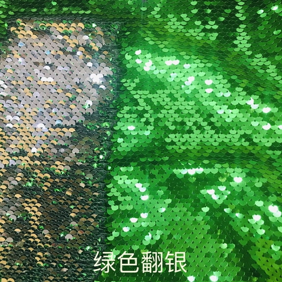 ERDOUY 51in Wide Reversible Sequin Fabric 1 Yard, Mermaid Flip Sequins Two-Tone Color Changing Material for Sewing,Color 16