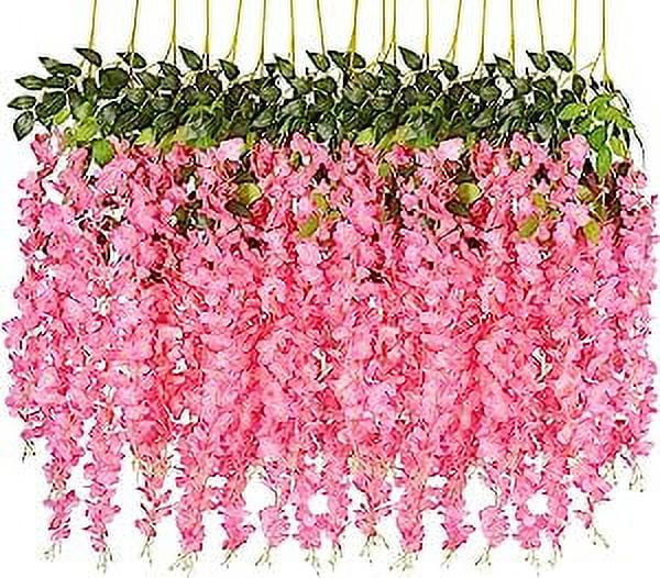 Pink Silk Artificial Wisteria Garland for Outdoor Decor, 3.75 Feet