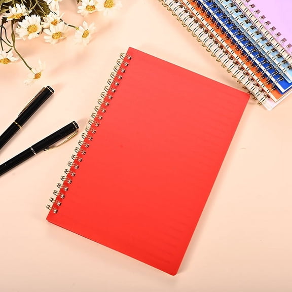 ERDOUY 6 Packs Spiral Notebook - A5 Lined Cute Notebook Inches Plastic Waterproof Cover, 60 Sheets/120 Pages - Journals for Study and NotesRed