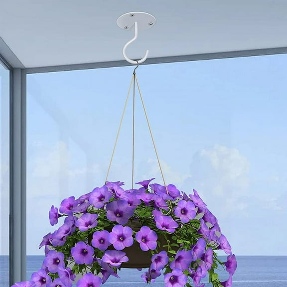 ERDOUY 6-piece ceiling hook, used for hanging plant potted bags, with installation hardware. Branch shaped pendant light hook, easy to install, with screws and expansion tube (white)