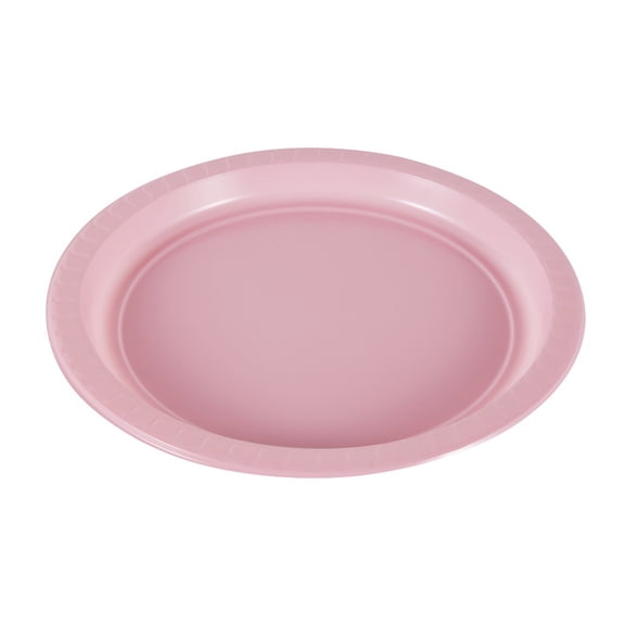 ERDOUY 60Pcs 7in Plastic Dinner Plates, Disposable Plates Bulk Pack, Party Plates for BBQ, Picnic, Parties, Travel and Events, Microwavable RecyclablePink