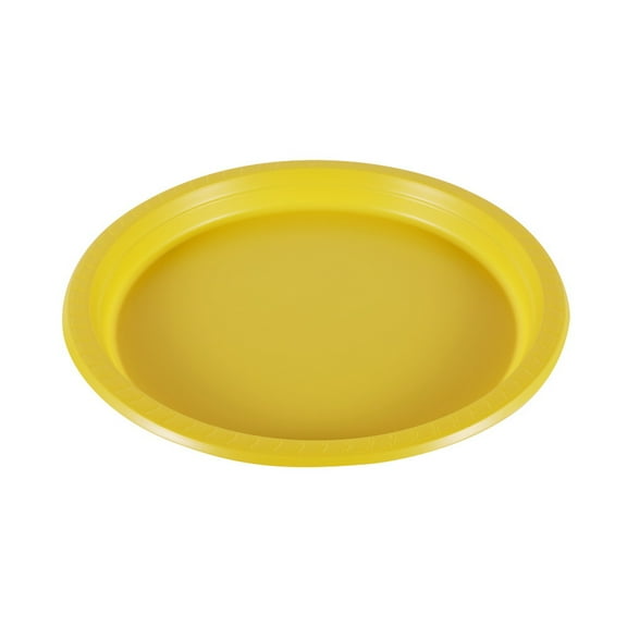 ERDOUY 60Pcs 7in Plastic Dinner Plates, Disposable Plates Bulk Pack, Party Plates for BBQ, Picnic, Parties, Travel and Events, Microwavable Recyclable（Yellow）