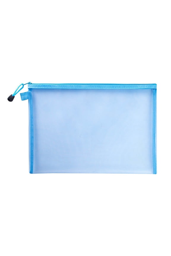 6pcs A4 Makeup Bag Cosmetic Bag File Folder Mesh Bag Paper Bags Folders Document Storage Bag Testing Paper Pouch Mesh Pouch File Holder File Pouch Zipper Office Material13.2*9.45inBlue